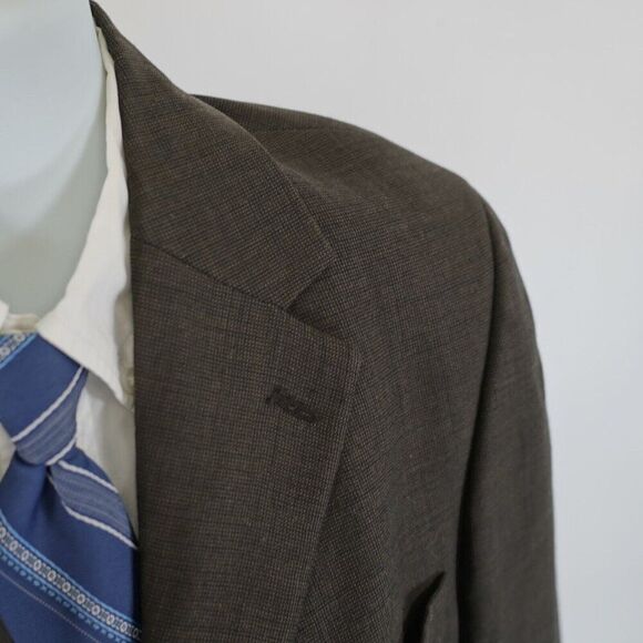 Gianfranco  Ruffini Italy Brown Check Super 100S Worsted Wool 38R Sport Coat 3 B - Picture 2 of 15